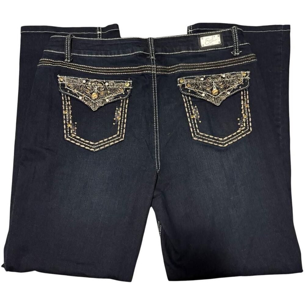 earl jean bedazzled slim boot cut jean